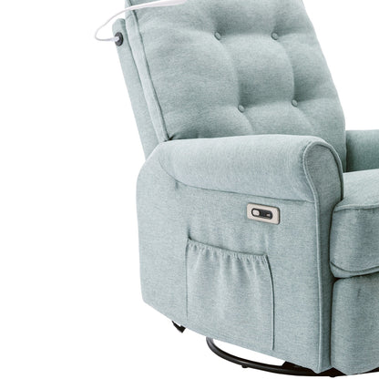 Fauteuil inclinable pivotant à 270° beige avec ports USB, lampe tactile, poche de rangement latérale et base à bascule