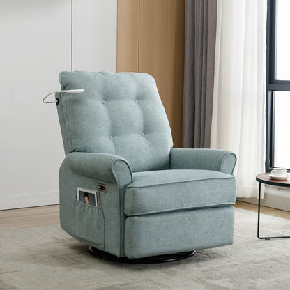 Fauteuil inclinable pivotant à 270° beige avec port USB, base à bascule et poche latérale