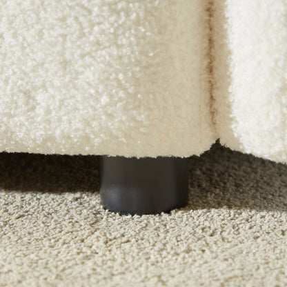 Canapé 1 place en tissu beige de 100 cm avec cadre en bois robuste, rembourrage en mousse souple et support dorsal confortable.