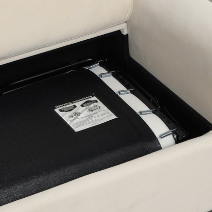 Canapé-lit gigogne 2 en 1 en velours beige 57,4 po avec surmatelas double de qualité supérieure et deux ports USB