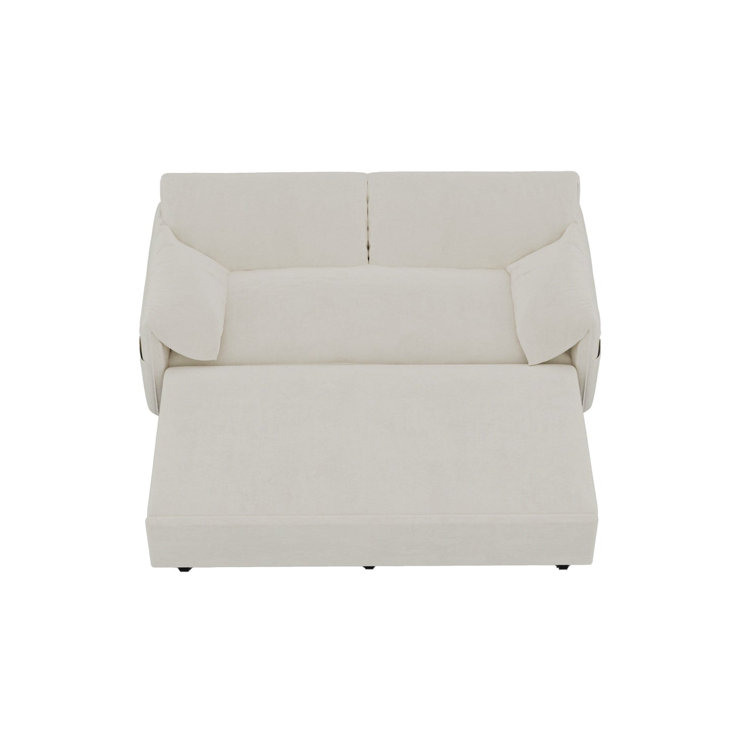 Canapé-lit gigogne 3-en-1 en velours beige 63,8 avec rangement latéral pour le salon