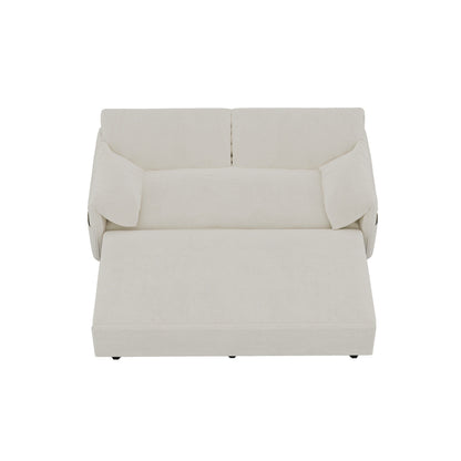 Canapé-lit gigogne 3-en-1 en velours beige 63,8 avec rangement latéral pour le salon
