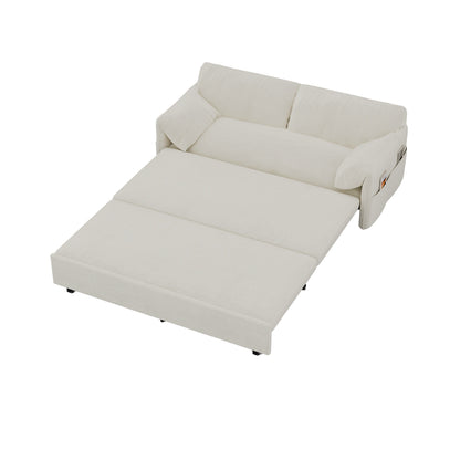 Canapé-lit gigogne 3-en-1 en velours beige 63,8 avec rangement latéral pour le salon