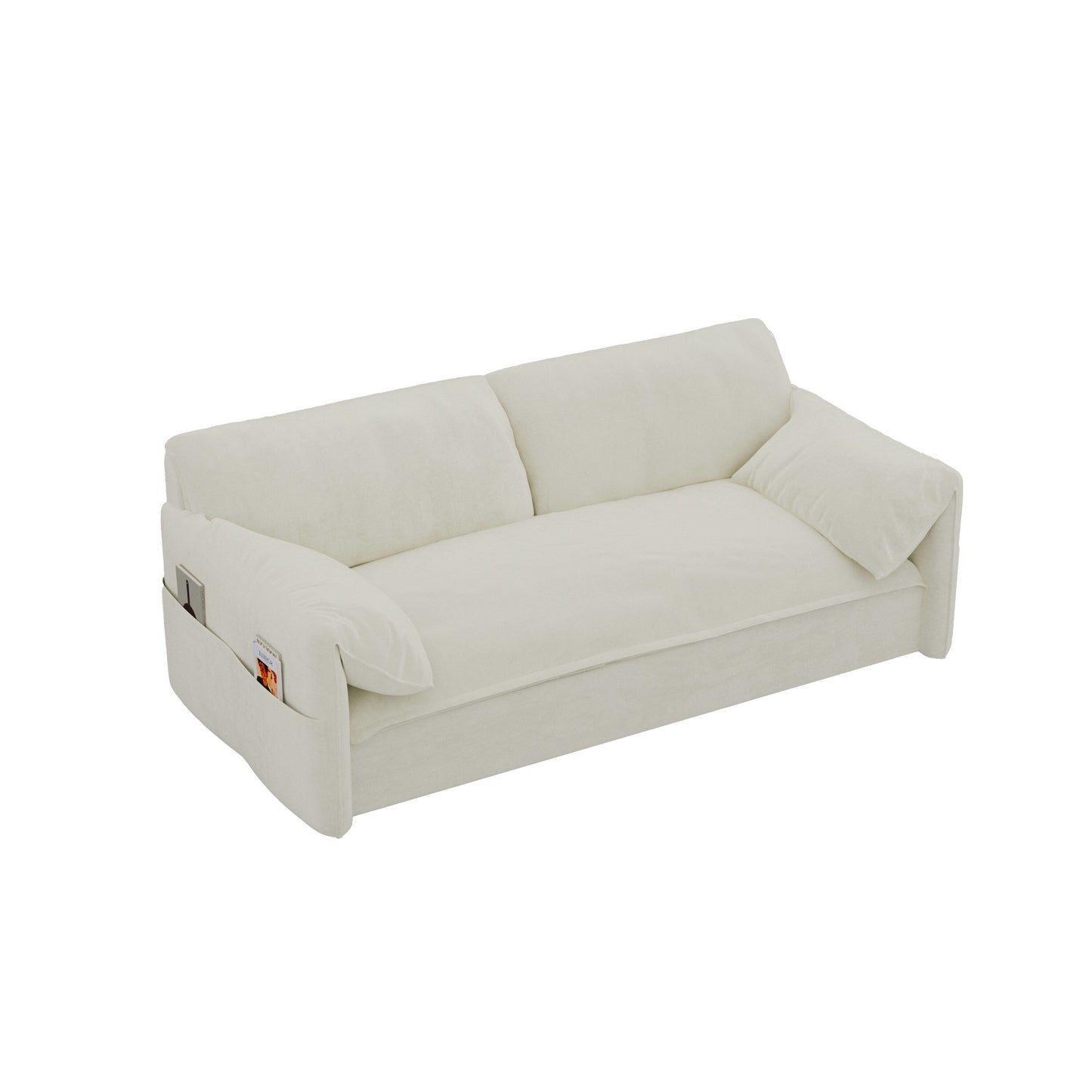 Canapé-lit gigogne 3-en-1 en velours beige 63,8 avec rangement latéral pour le salon