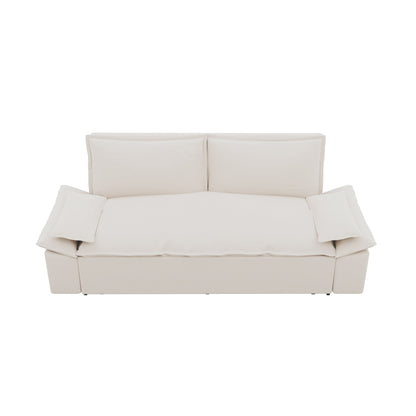 Canapé-lit gigogne 3 en 1 en velours beige 70.1 avec 2 coussins moelleux pour le salon