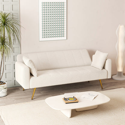 Canapé-lit double pliable multifonctionnel beige 73,6 avec pieds en métal et oreiller pour salon