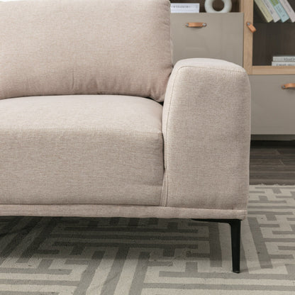 Canapé 2 places en tissu beige 74,8 pouces avec coussins amovibles et pieds en fer
