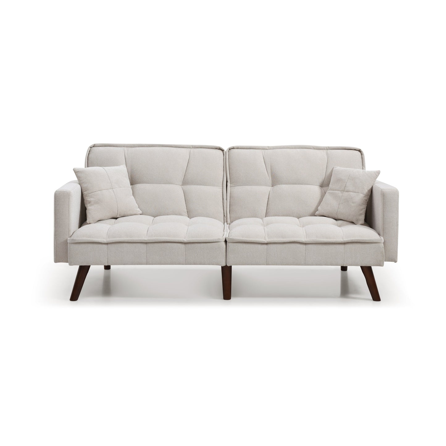 Canapé-lit causeuse beige 75,6 pouces en chenille avec port de chargement USB et dossier réglable pour le salon