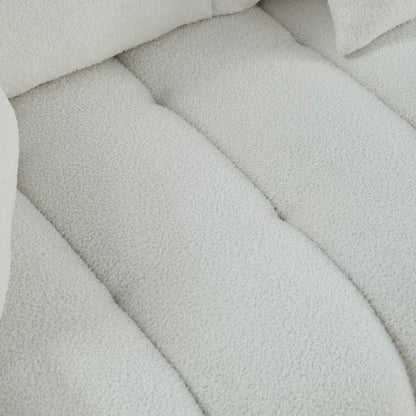 Canapé 3 places rembourré beige Teddy 82 avec 3 coussins de dossier et structure en bois massif pour le salon