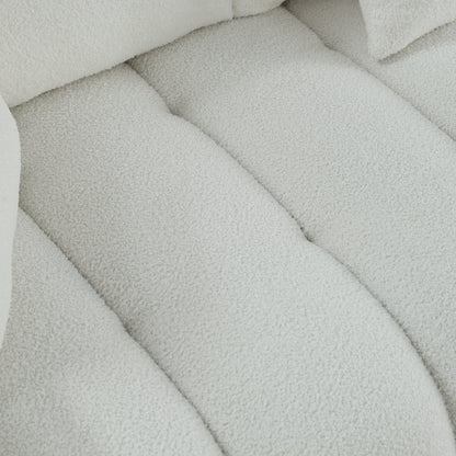 Canapé 3 places en tissu beige de 82 pouces avec coussins de dossier moelleux, cadre en bois massif et coussins en mousse confortables