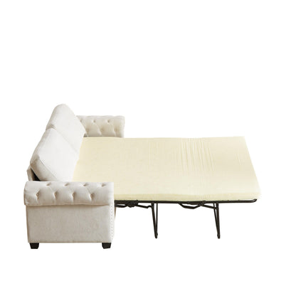 Canapé-lit convertible 3 places 2 en 1 en polyester beige 83,8 cm avec matelas pliable pour salon