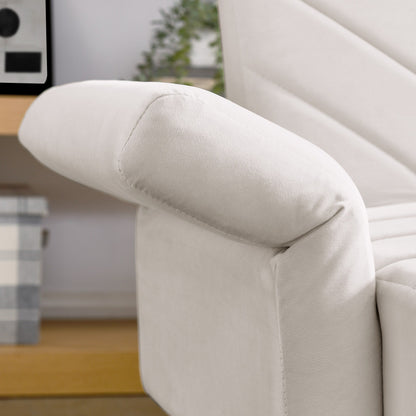 Canapé-lit futon convertible capitonné en velours beige 87 avec accoudoirs réglables pour salon
