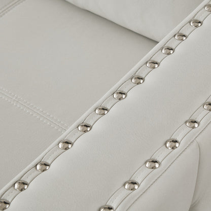 Canapé-lit convertible 3 places beige en microfibre de 88 po avec méridienne de rangement et fonction lit gigogne