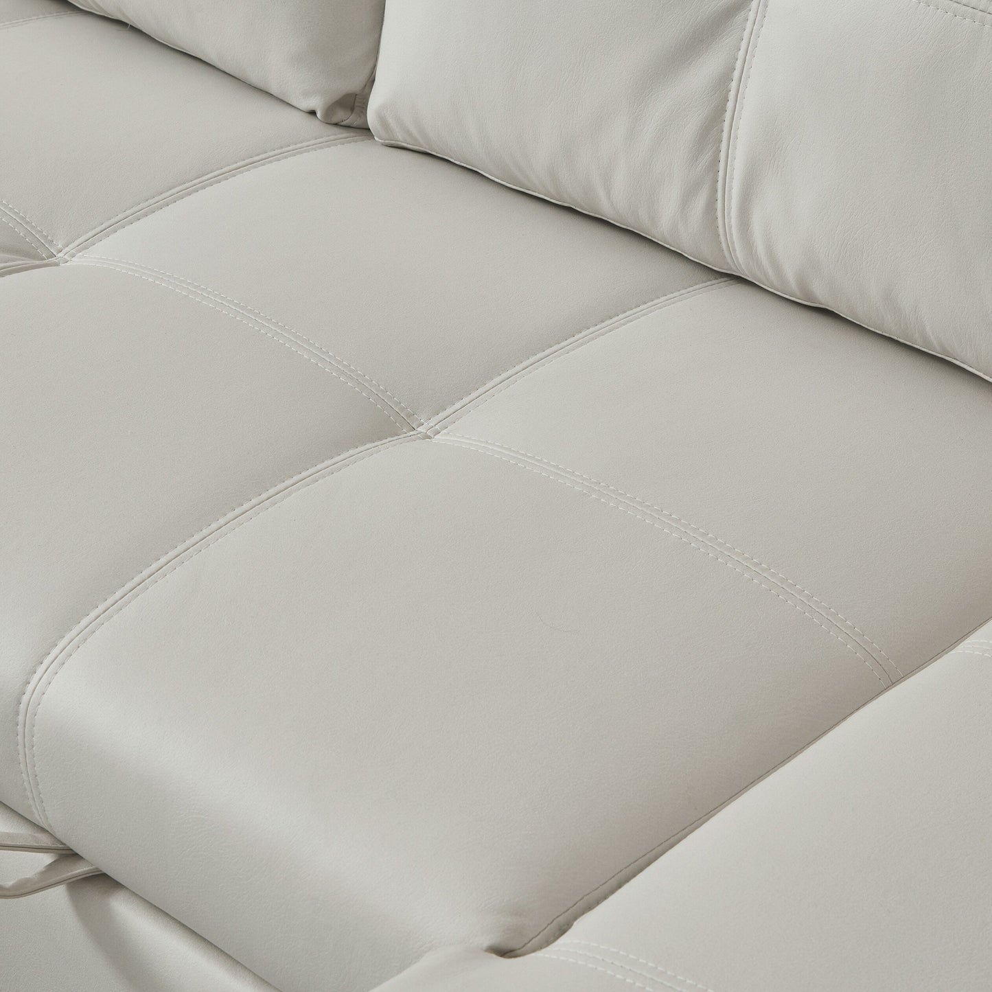 Canapé-lit convertible 3 places beige en microfibre de 223 cm avec méridienne de rangement, lit gigogne et coussin en éponge de haute qualité