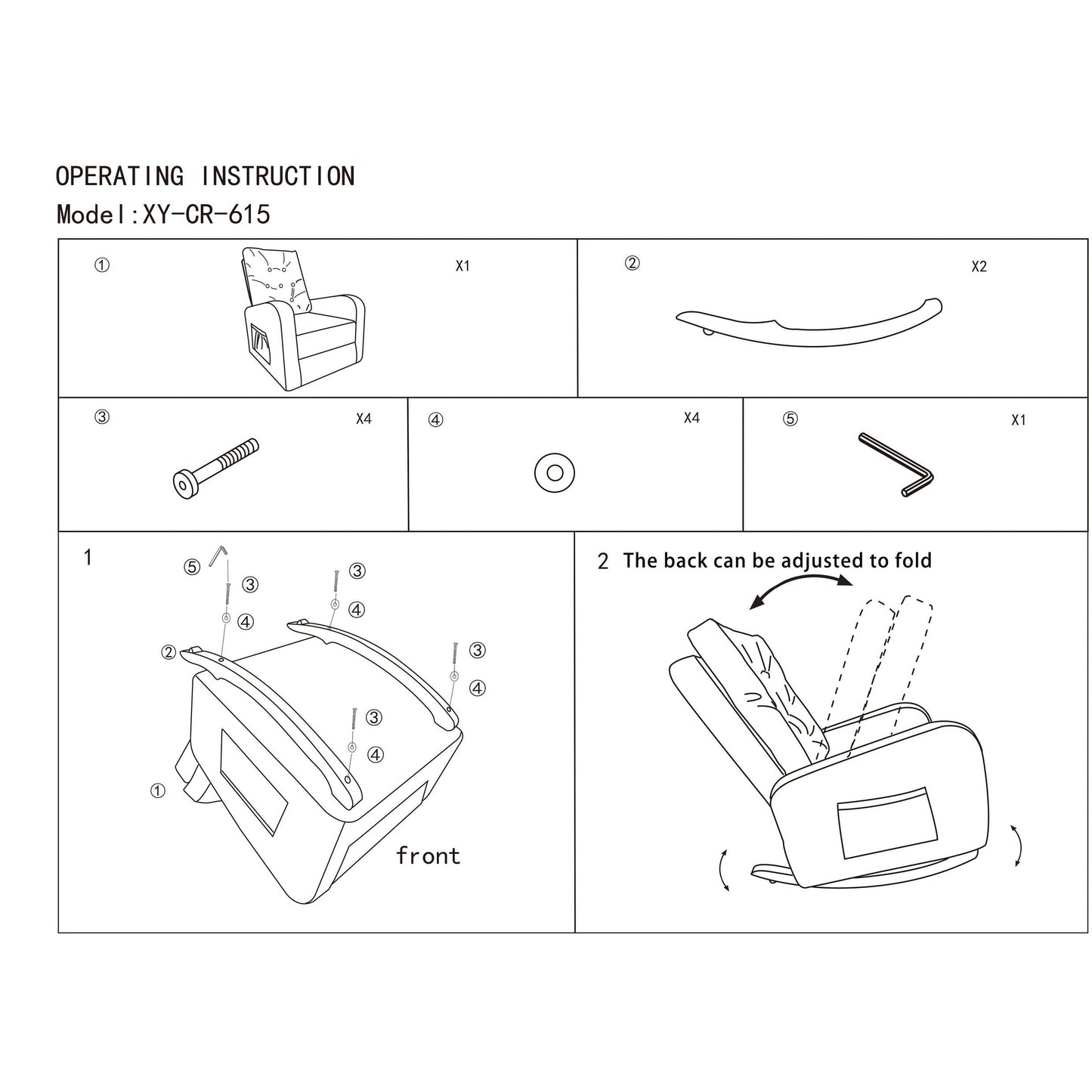 Fauteuil inclinable beige réglable avec pieds en bois massif, dossier haut et poches latérales pour la détente