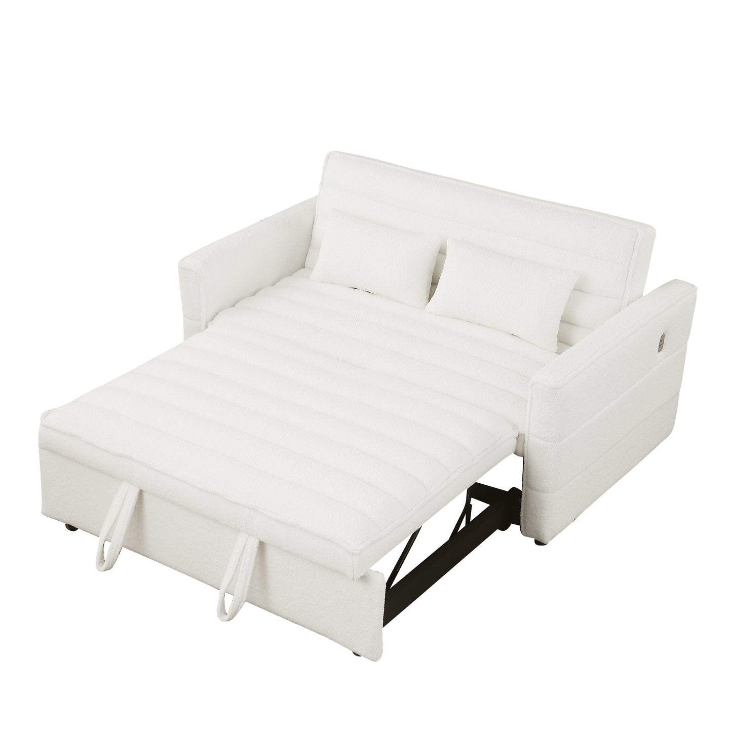 Canapé-lit convertible en tissu bouclé beige