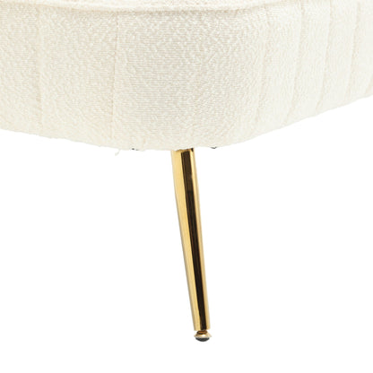 Canapé causeuse beige bouclé avec cadre en métal