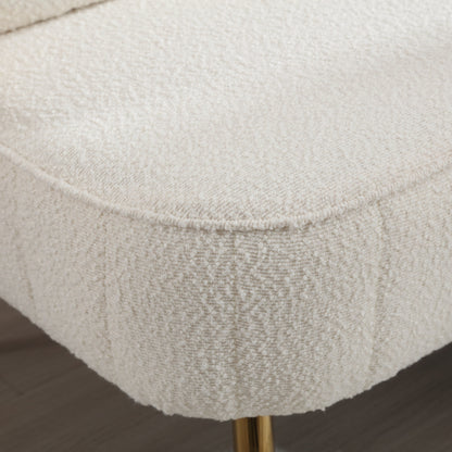 Canapé causeuse beige bouclé avec cadre en métal