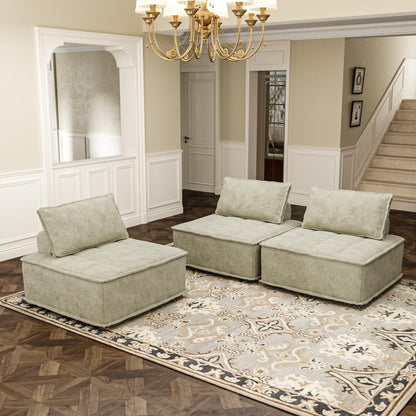 Ensemble de canapés modulaires 3 pièces en chenille beige