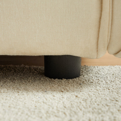 Canapé 3 places en chenille beige avec coussins supplémentaires