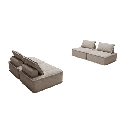 Ensemble de canapés modulaires 4 pièces en chenille beige