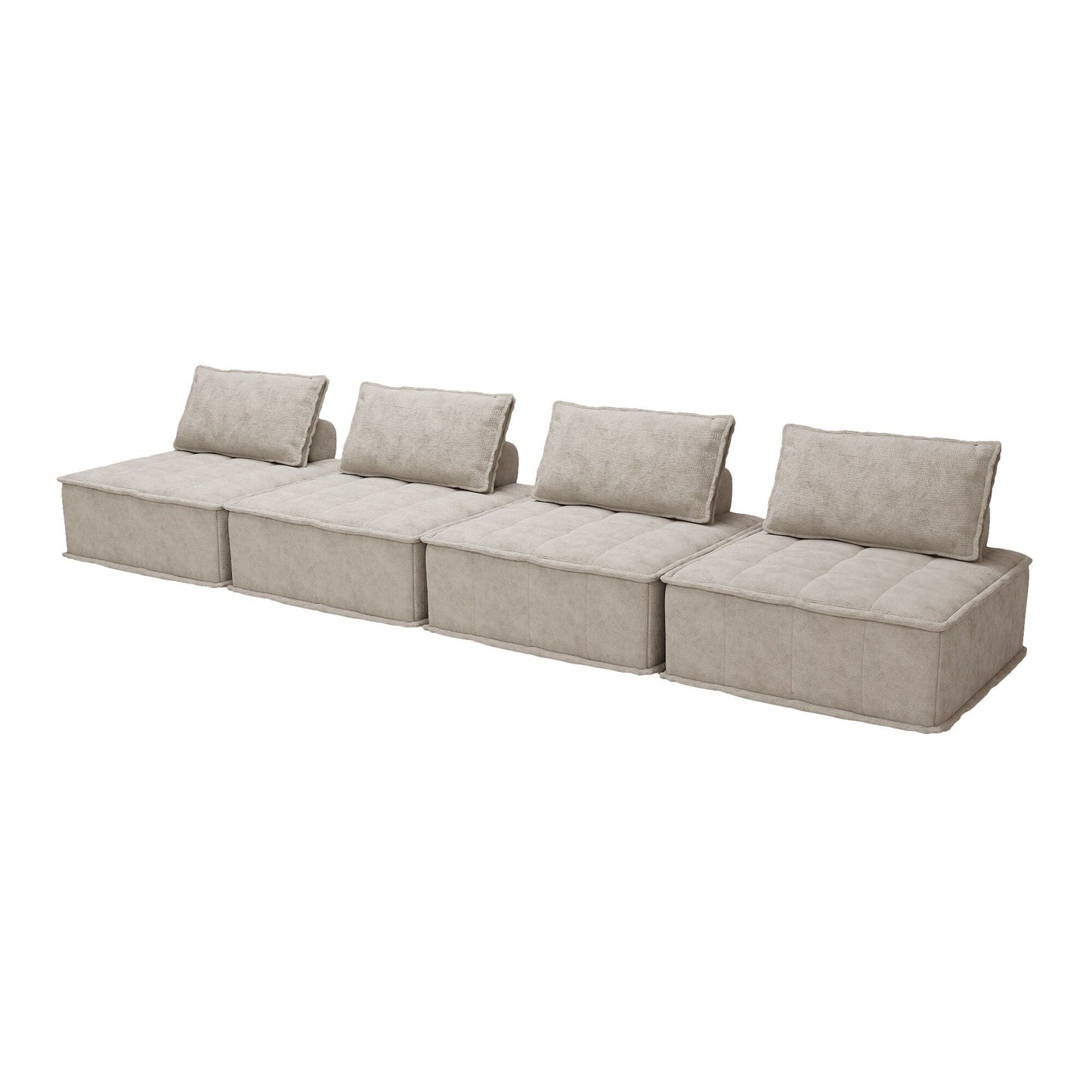 Ensemble de canapés modulaires 4 pièces en chenille beige