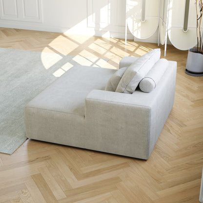 Canapé-lit simple en chenille beige avec coussin de dossier