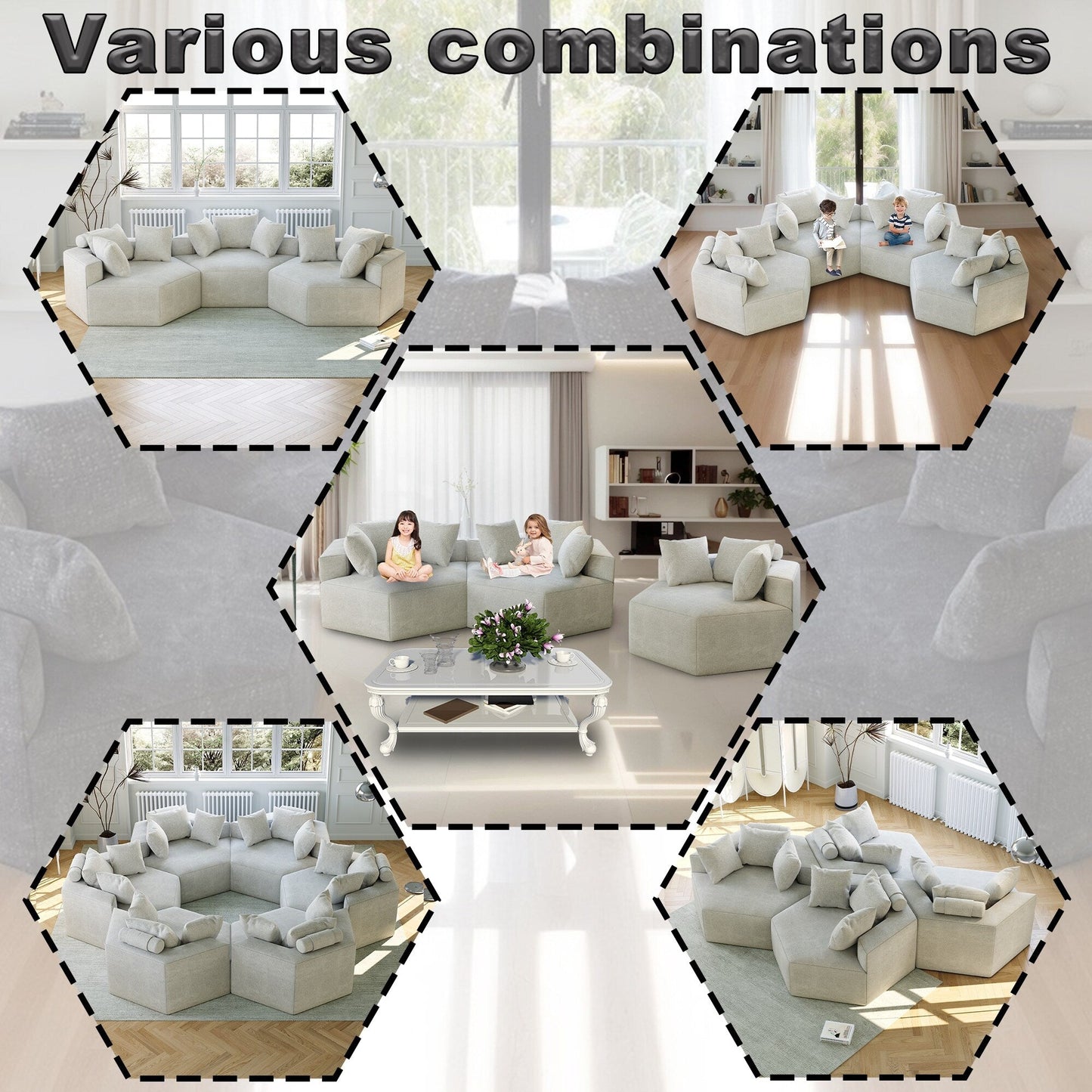 Canapé-lit simple en chenille beige avec coussin de dossier