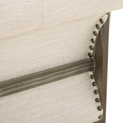 Canapé 3 places Chesterfield beige capitonné avec pieds en bois