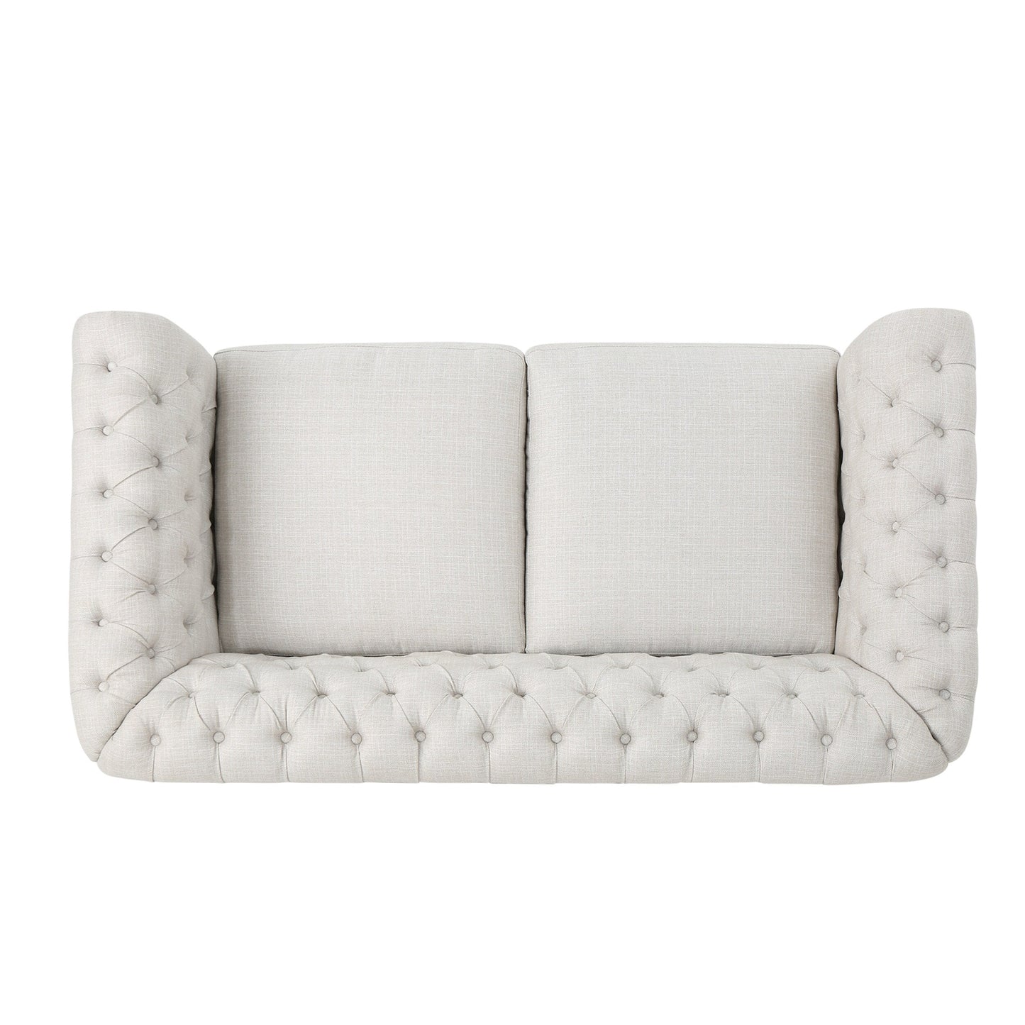 Canapé Chesterfield beige capitonné à boutons avec têtes de clous