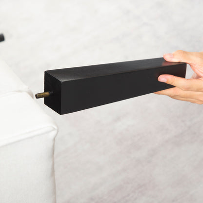 Canapé-lit futon 3 places convertible beige avec pieds en bois