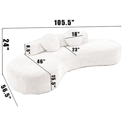 Canapé nuage en velours côtelé beige avec coussins