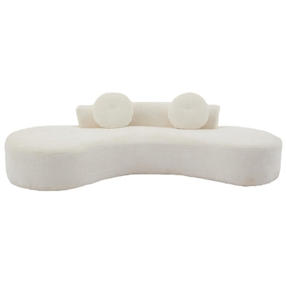 Canapé nuage en velours côtelé beige avec coussins