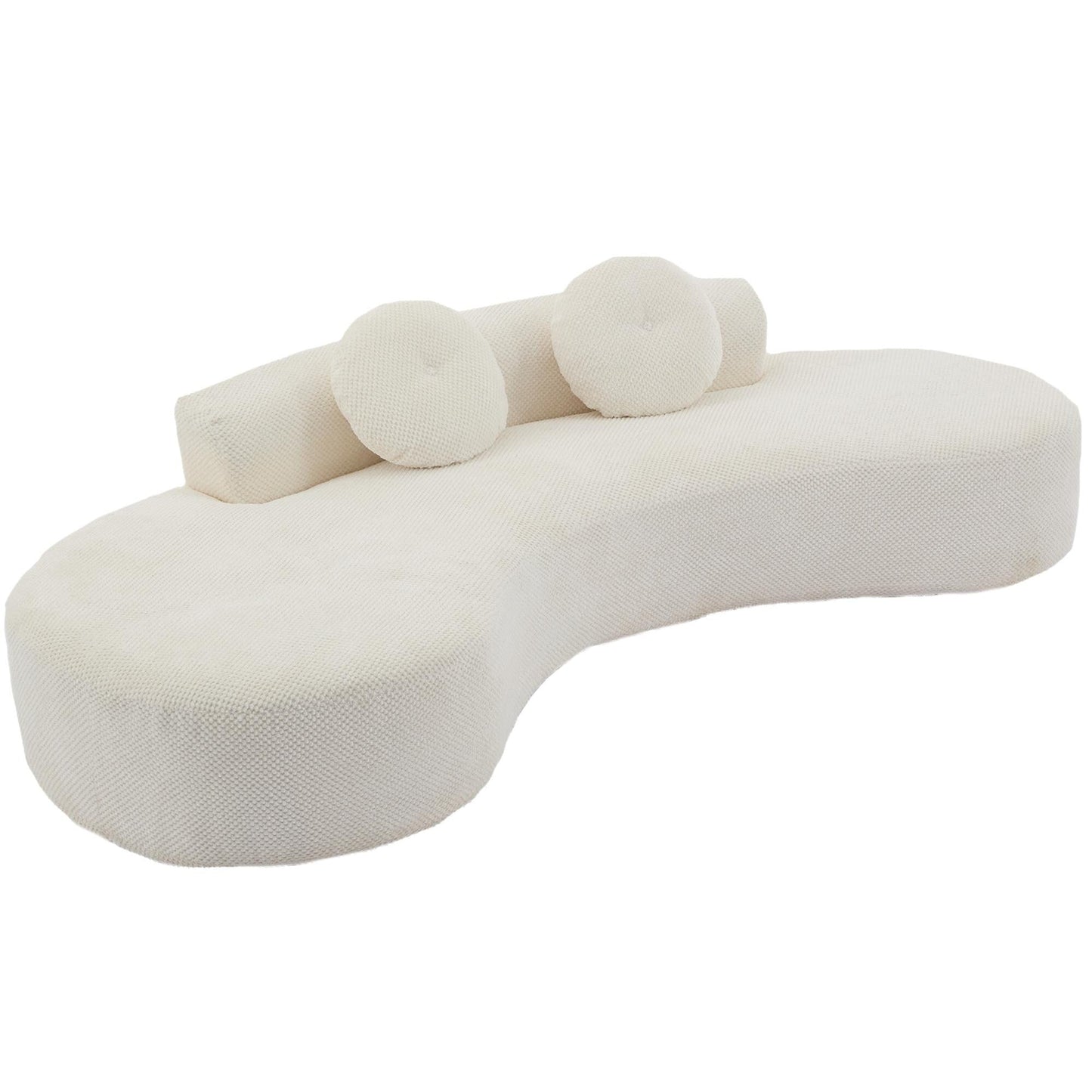 Canapé nuage en velours côtelé beige avec coussins