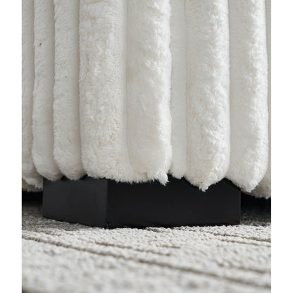 Canapé causeuse en velours côtelé beige avec pouf et haut-parleur Bluetooth