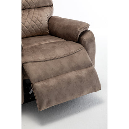 Fauteuil inclinable électrique beige pour personnes âgées, inclinable à 180°, moteur OKIN, assise large et poches latérales.
