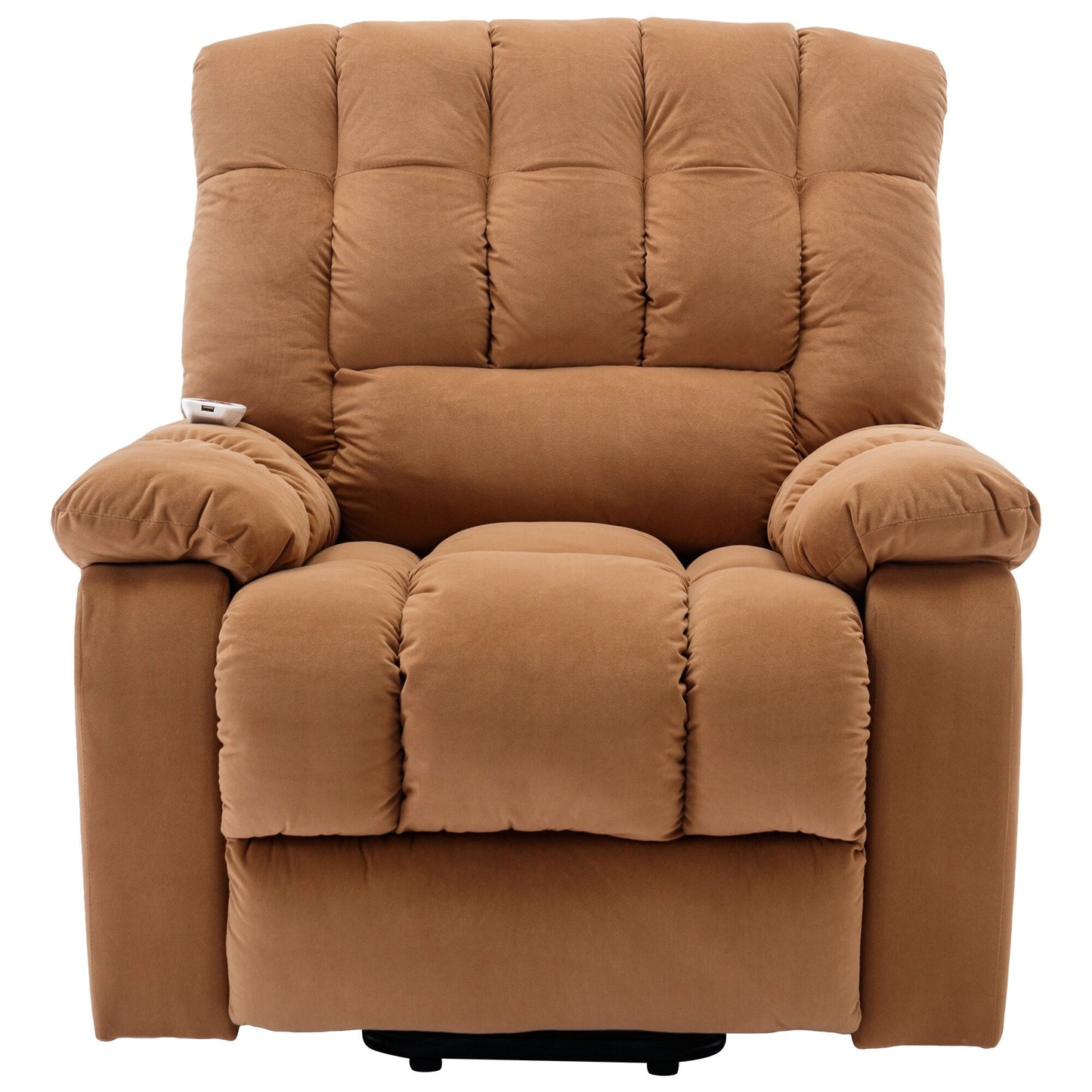 Fauteuil inclinable électrique beige avec chauffage, massage par vibrations et rangement latéral pour une expérience de salon relaxante