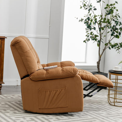 Fauteuil inclinable électrique beige avec chauffage, massage et rangement latéral pour salon ou chambre