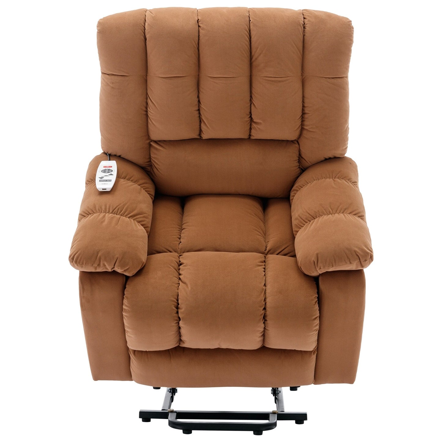 Fauteuil inclinable électrique beige avec chauffage, massage par vibrations et poches de rangement latérales pour le salon