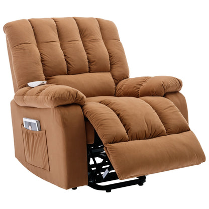 Fauteuil inclinable électrique beige avec chauffage, massage et poche de rangement pour salon/chambre