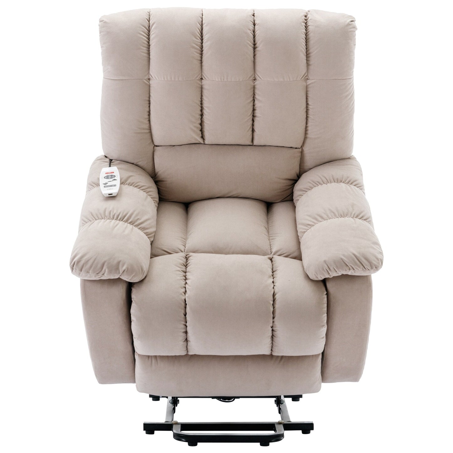 Fauteuil inclinable électrique beige avec chauffage, massage et poche de rangement pour salon/chambre