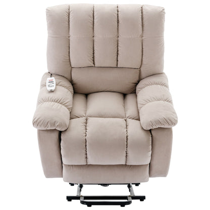 Fauteuil inclinable électrique beige avec chauffage, massage et poche de rangement pour salon/chambre