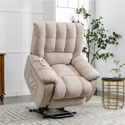Fauteuil inclinable électrique beige avec chauffage, massage et poche de rangement pour salon/chambre