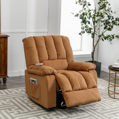 Fauteuil inclinable électrique beige avec chauffage, massage et poche de rangement pour le salon ou la chambre