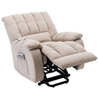 Fauteuil inclinable électrique beige avec chauffage, massage et poche de rangement pour le salon ou la chambre