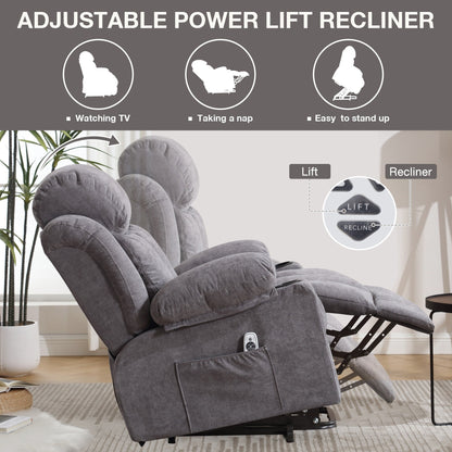 Fauteuil inclinable ergonomique beige avec massage chauffant, chargement USB, poches latérales et télécommande facile à utiliser