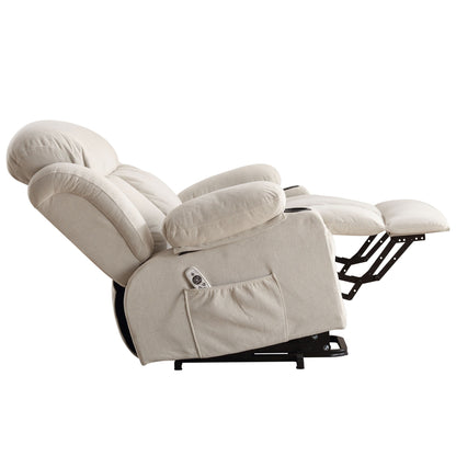 Fauteuil inclinable ergonomique beige avec chauffage, massage et ports USB