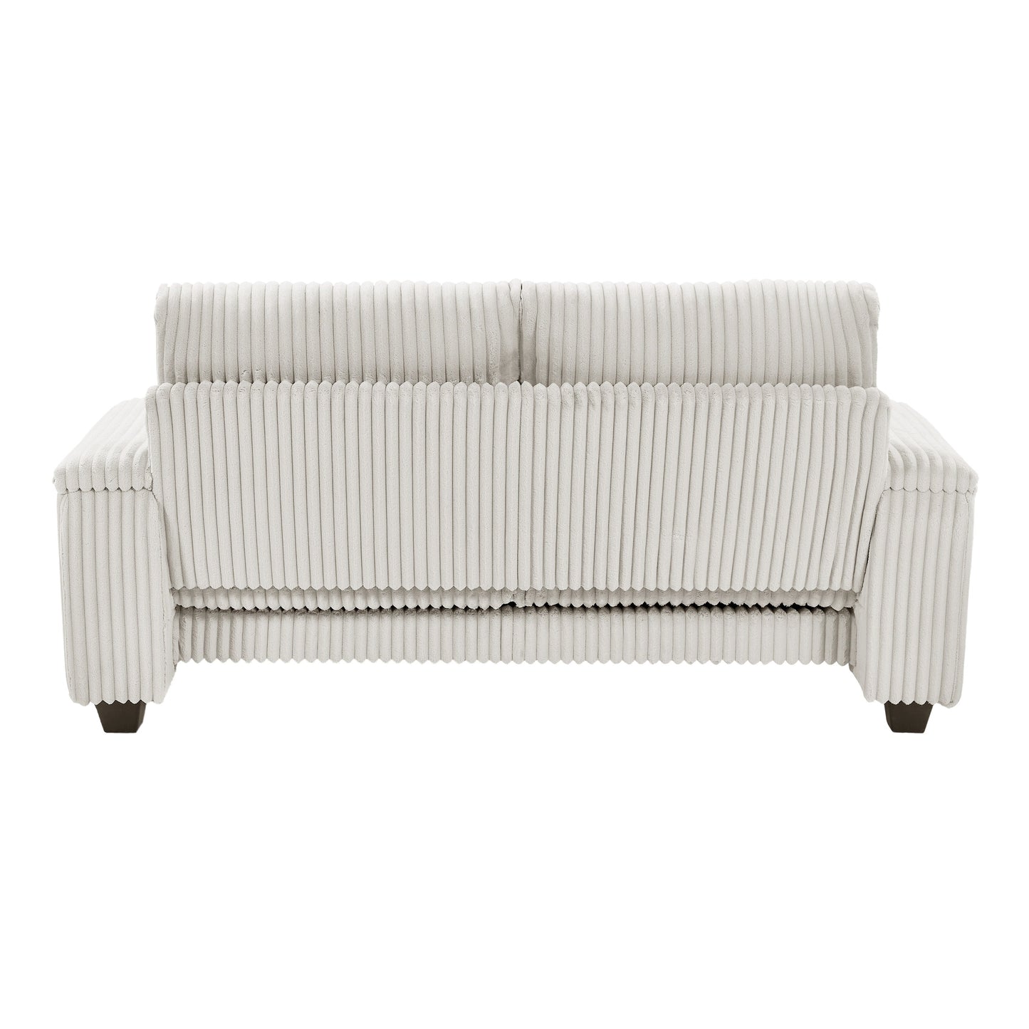 Canapé causeuse en tissu beige avec accoudoir de rangement et port USB