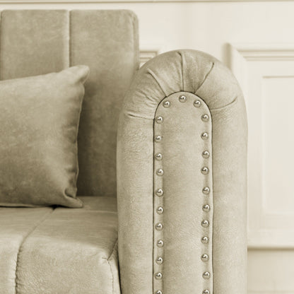 Canapé-lit gigogne 3 places en mousse beige avec tiroirs