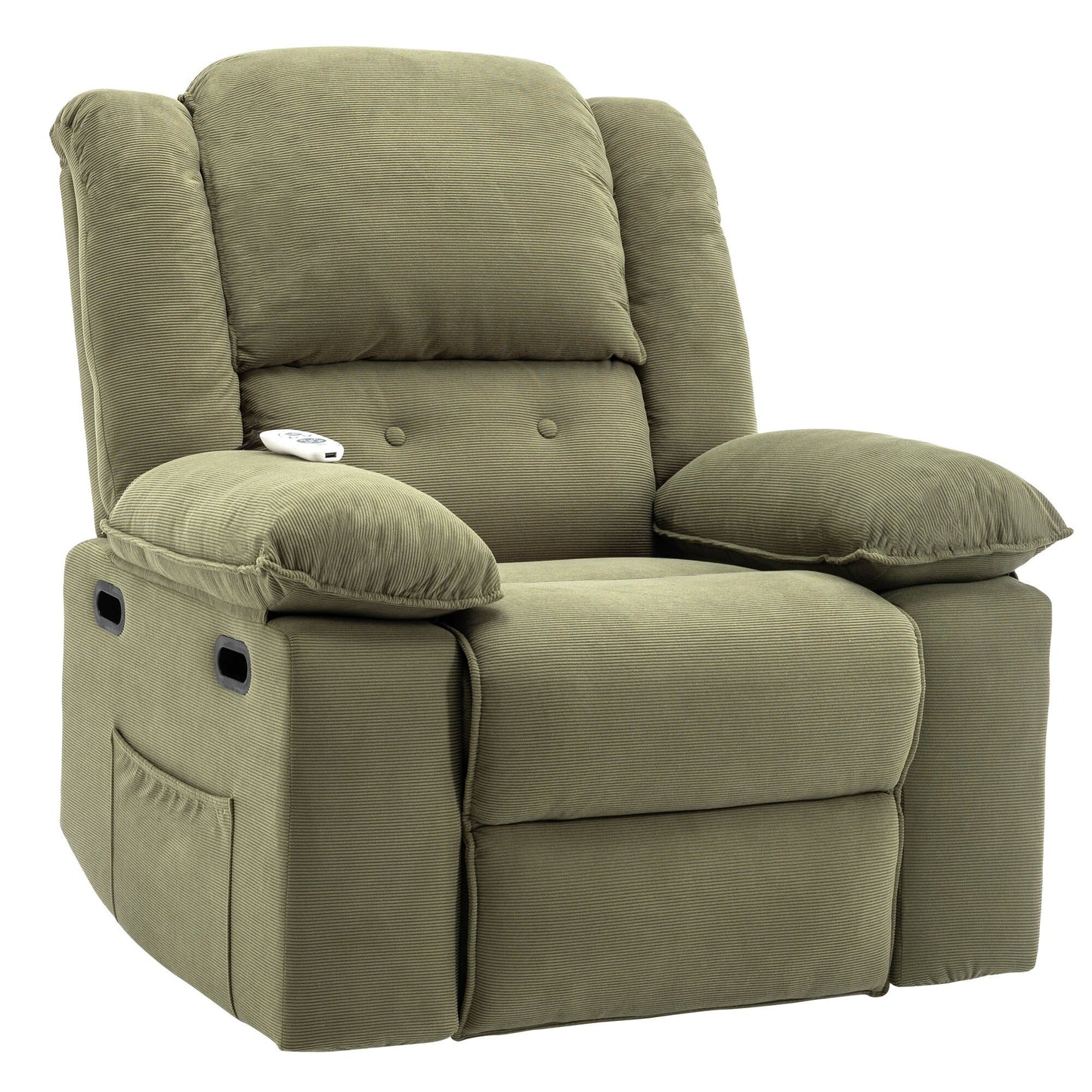 Fauteuil inclinable releveur beige pour personnes âgées avec massage, chauffage, inclinaison réglable, rangement latéral et fonctions de positionnement multiples